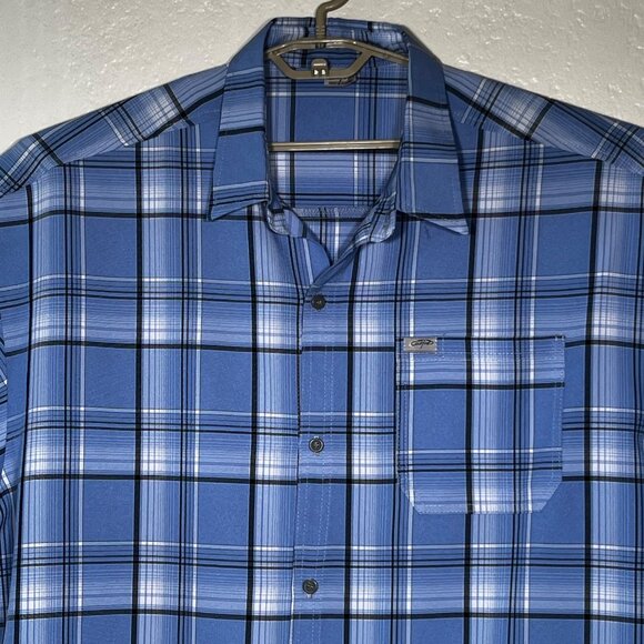 Men's Cal Top 2XLT Short Sleeve Plaid Checker Button Up Polyester Shirt Western - Picture 4 of 16